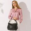 Genuine Tassel Plain Color Real Cowhide Leather Large Shopper Hobo Bag Mssza