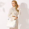 Genuine Tassel Plain Color Real Cowhide Leather Large Shopper Hobo Bag Mssza