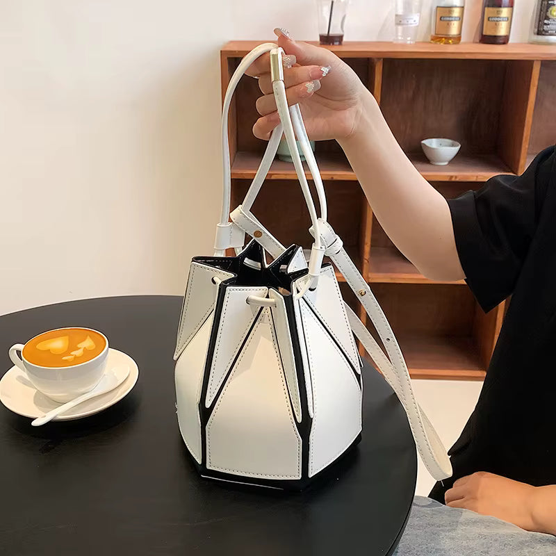 Geometric Folding Shoulder Crossbody Satchel Bucket Bag Mssza