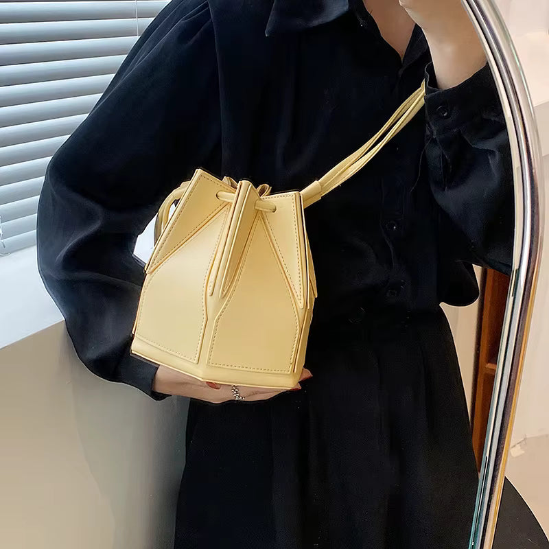 Geometric Folding No Pocket Versatile Satchel Bucket Bag Mssza