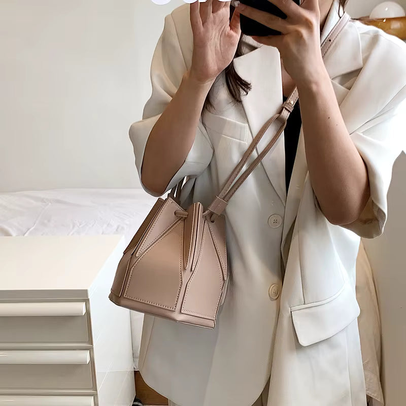 Geometric Folding No Pocket Versatile Satchel Bucket Bag Mssza