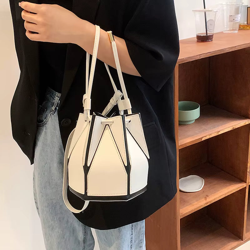 Geometric Folding Shoulder Crossbody Satchel Bucket Bag Mssza