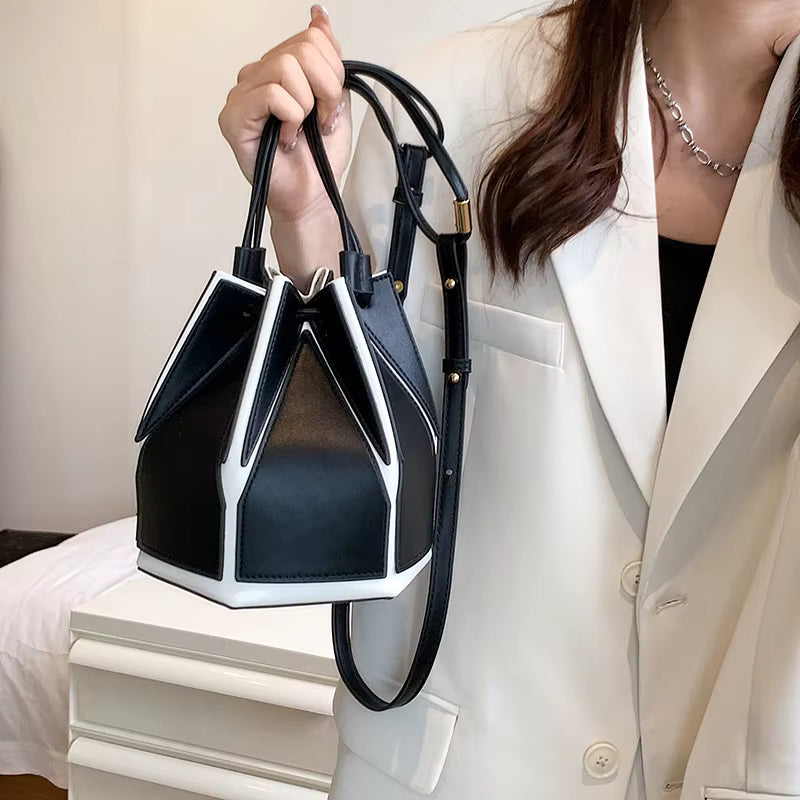 Geometric Folding Shoulder Crossbody Satchel Bucket Bag Mssza
