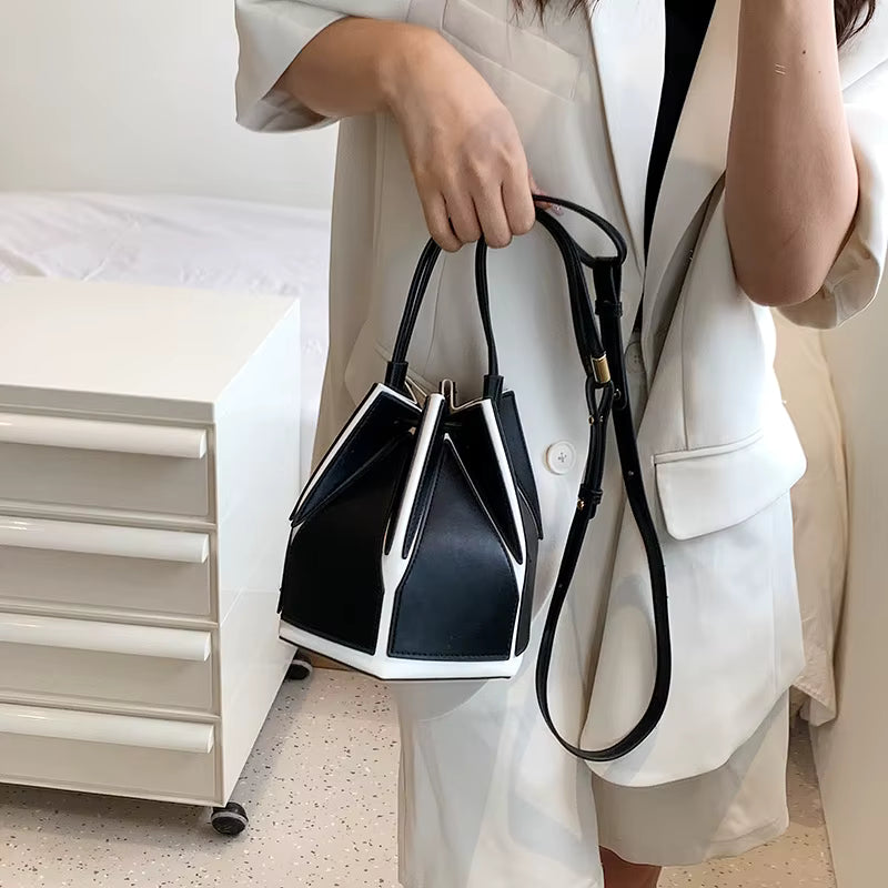 Geometric Folding Shoulder Crossbody Satchel Bucket Bag Mssza