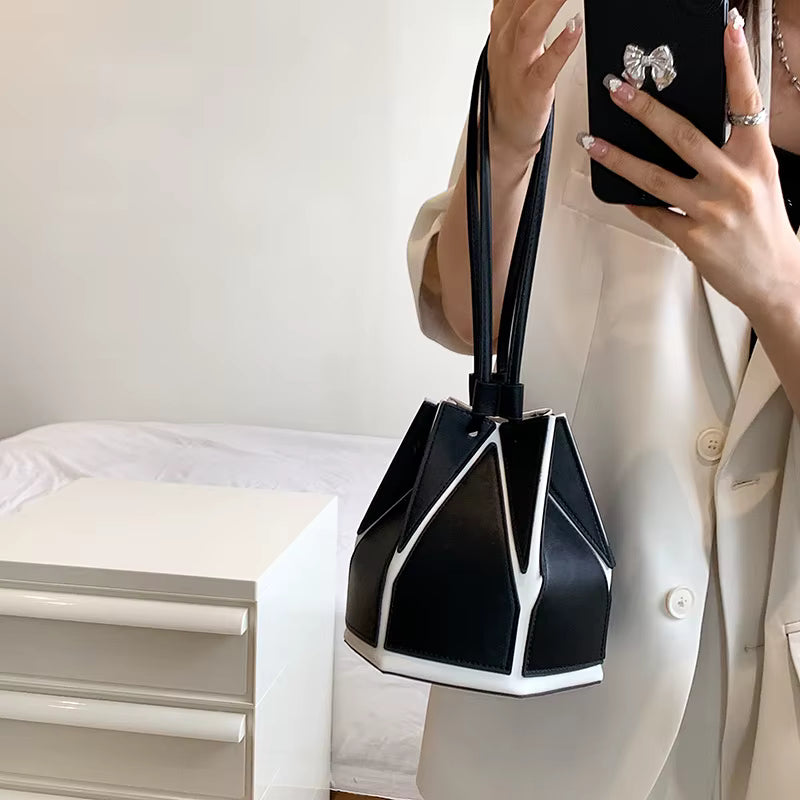 Geometric Folding Shoulder Crossbody Satchel Bucket Bag Mssza