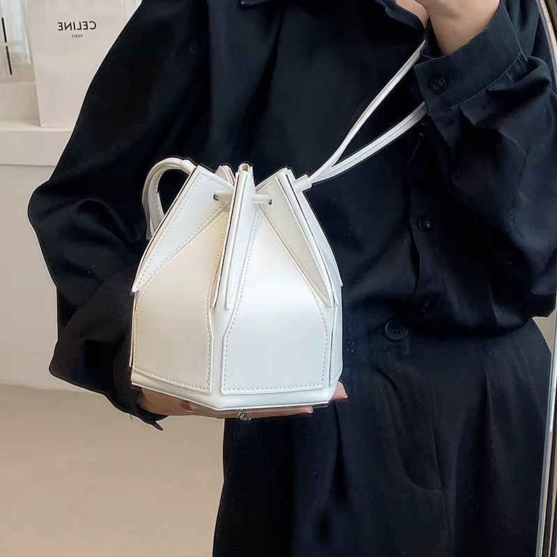 Geometric Folding No Pocket Versatile Satchel Bucket Bag Mssza