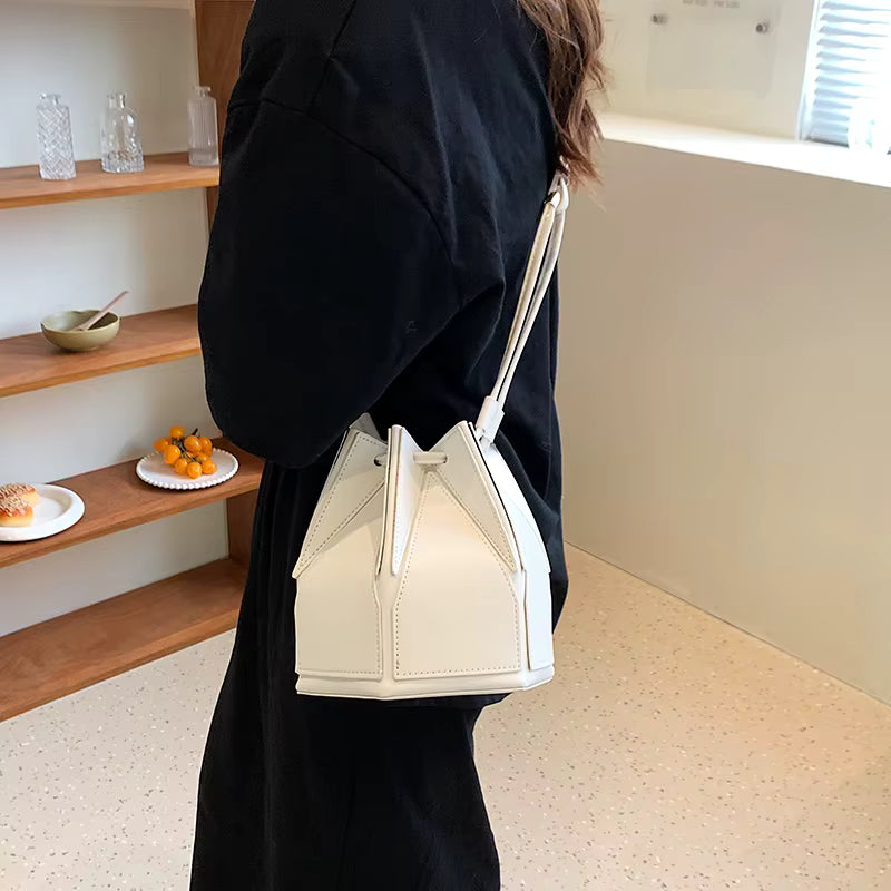 Geometric Folding No Pocket Versatile Satchel Bucket Bag Mssza