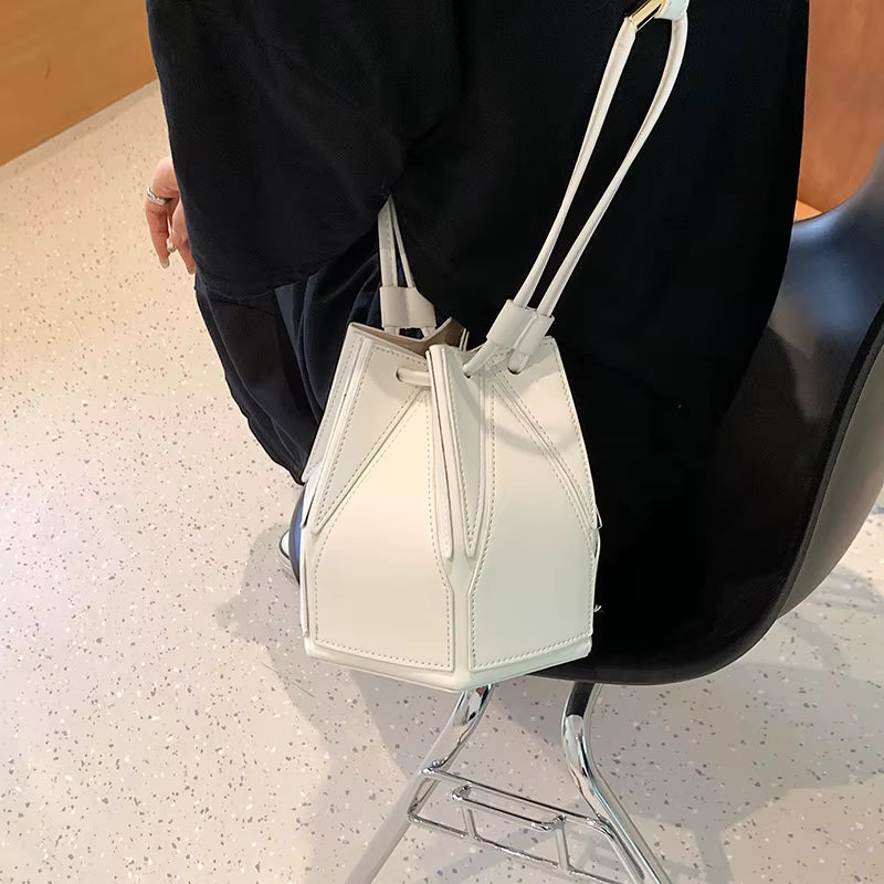 Geometric Folding No Pocket Versatile Satchel Bucket Bag Mssza