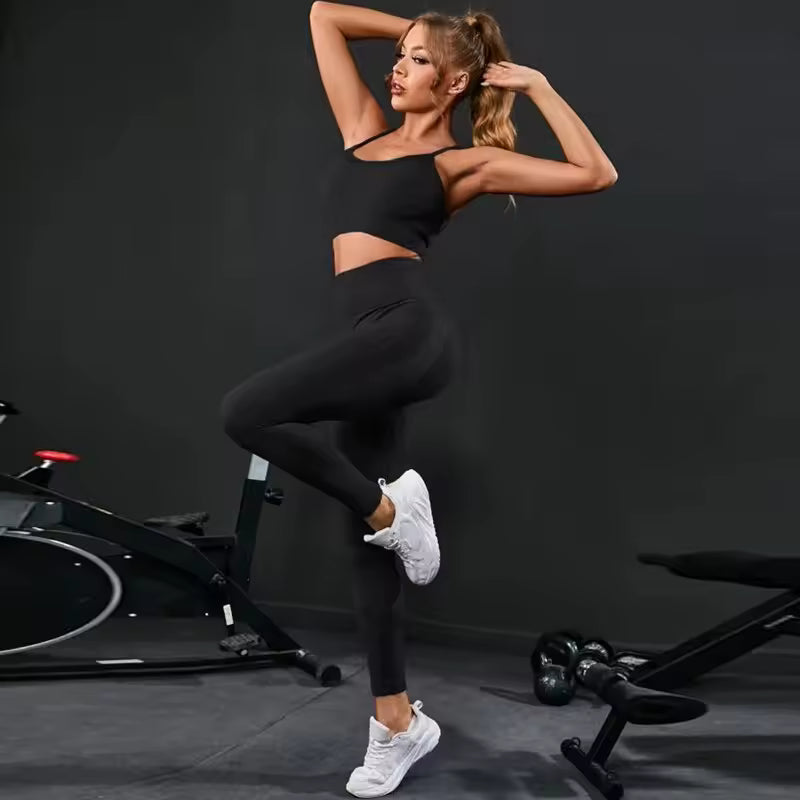 Geometric High Waist Leggings And Fitness Sports Bra 2 Piece Yoga Set Mssza