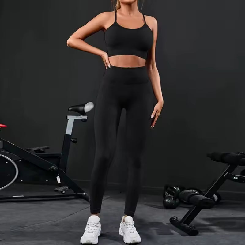 Geometric High Waist Leggings And Fitness Sports Bra 2 Piece Yoga Set Mssza