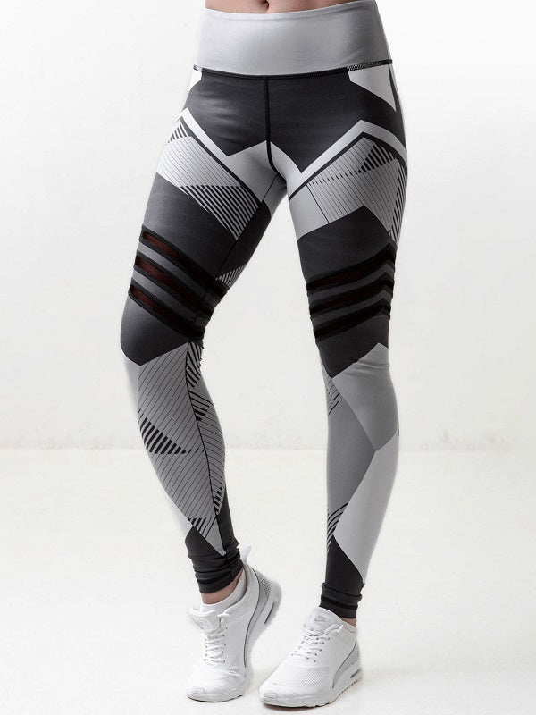 Geometric Print High Waist Yoga Leggings Mssza