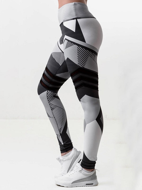 Geometric Print High Waist Yoga Leggings Mssza