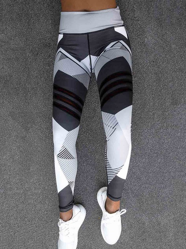 Geometric Print High Waist Yoga Leggings Mssza