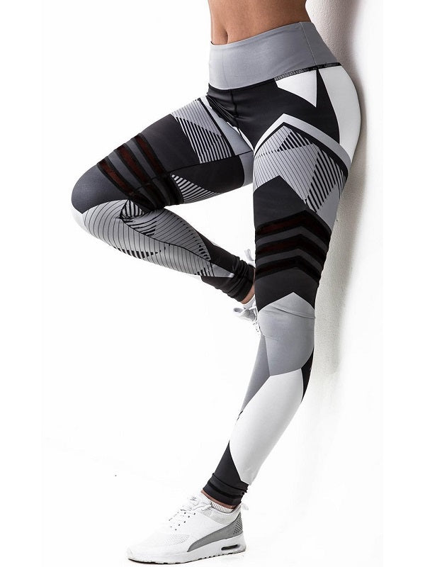 Geometric Print High Waist Yoga Leggings Mssza
