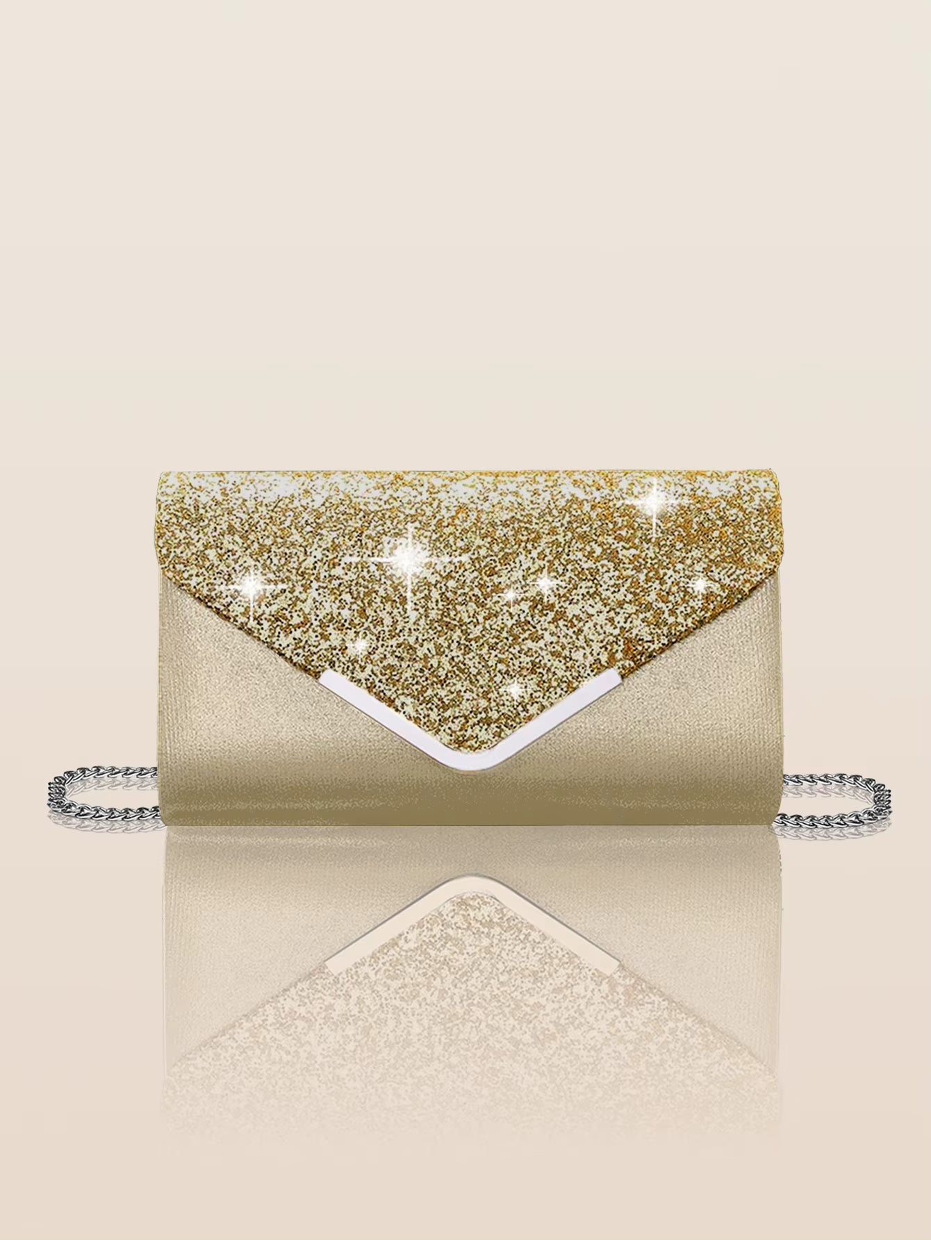 Glitter Shiny Elegant Interior Slot Pocket Party Wedding Clutch Bag Mssza