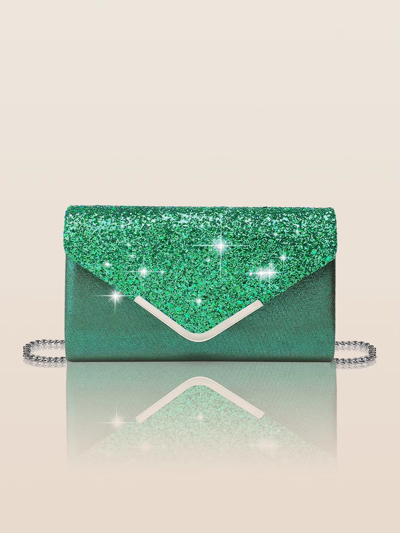 Glitter Shiny Elegant Interior Slot Pocket Party Wedding Clutch Bag Mssza