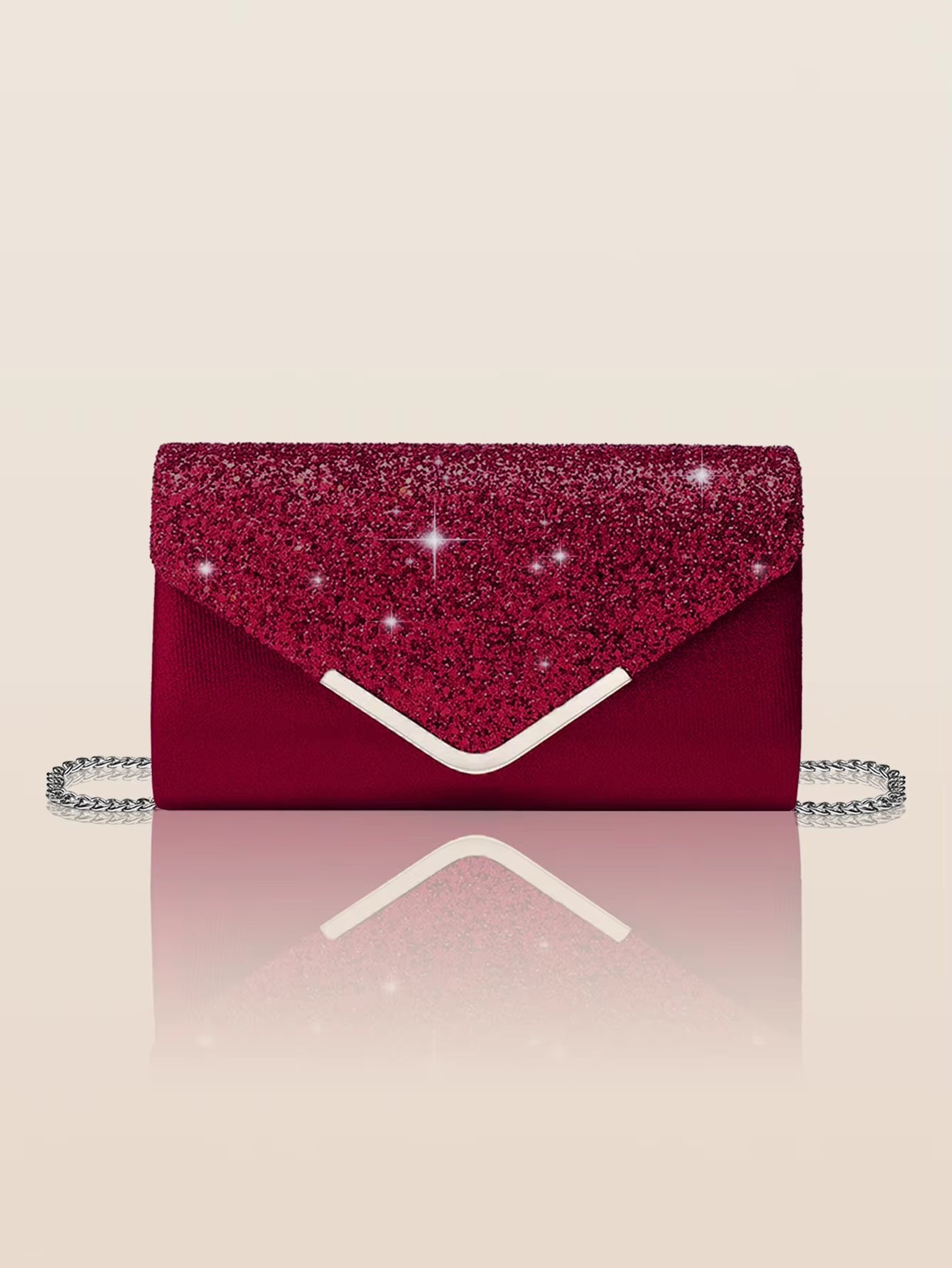 Glitter Shiny Elegant Interior Slot Pocket Party Wedding Clutch Bag Mssza
