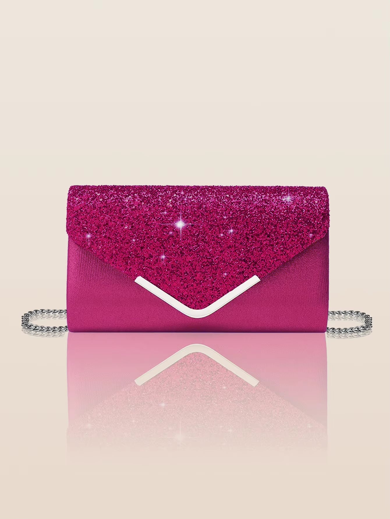 Glitter Shiny Elegant Interior Slot Pocket Party Wedding Clutch Bag Mssza
