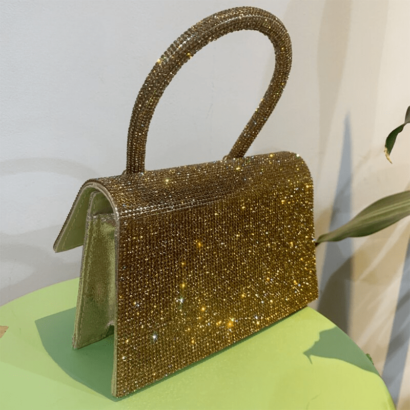 Gold Diamonds Top-Handle Bags For Women Luxury Glitter Pu Leather Cross Body Handbag Shopping Shoulder Bags Mssza