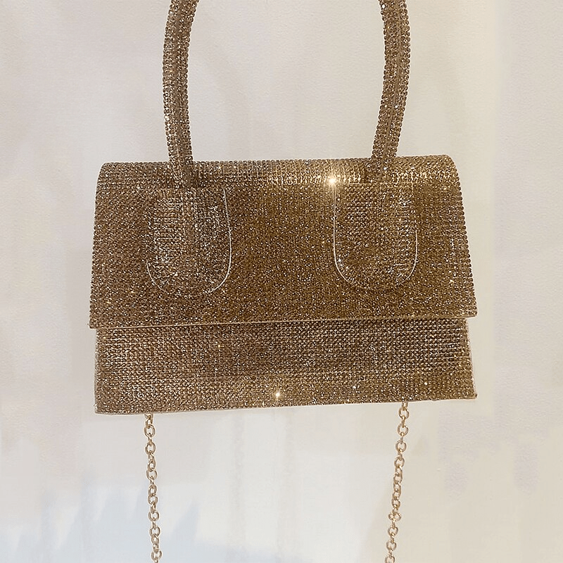 Gold Diamonds Top-Handle Bags For Women Luxury Glitter Pu Leather Cross Body Handbag Shopping Shoulder Bags Mssza