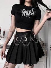 Gothic Cotton Top Short Sleeves Retro Tops Mssza