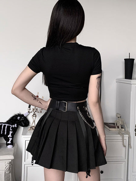 Gothic Cotton Top Short Sleeves Retro Tops Mssza