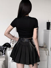 Gothic Cotton Top Short Sleeves Retro Tops Mssza