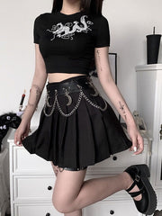 Gothic Cotton Top Short Sleeves Retro Tops Mssza