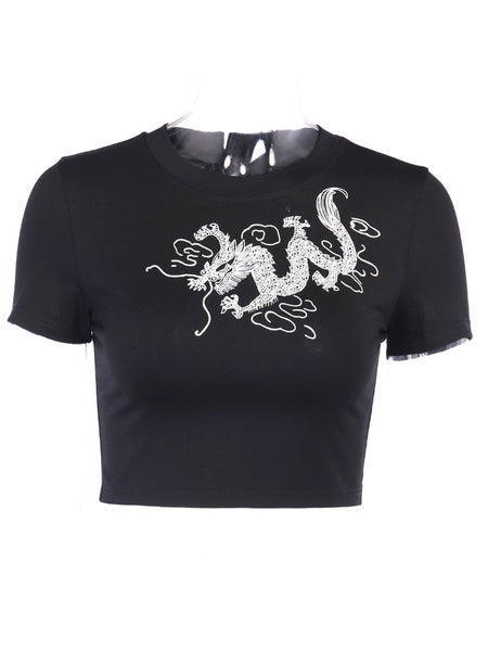 Gothic Cotton Top Short Sleeves Retro Tops Mssza