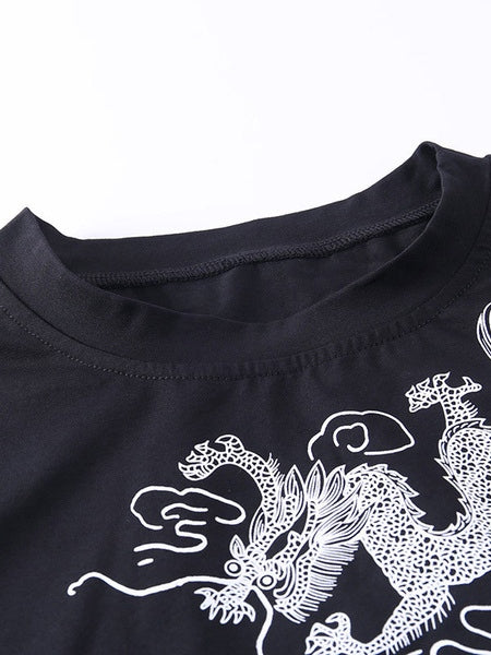 Gothic Cotton Top Short Sleeves Retro Tops Mssza