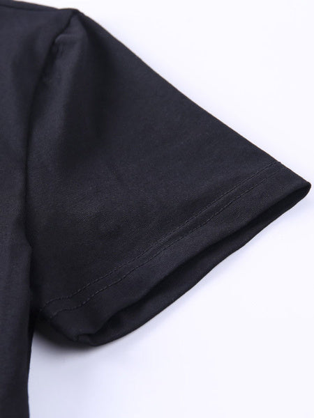 Gothic Cotton Top Short Sleeves Retro Tops Mssza