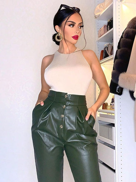 Gothic PU Leather Retro Pants Mssza