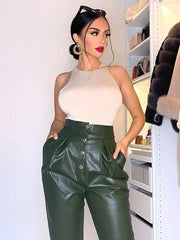 Gothic PU Leather Retro Pants Mssza