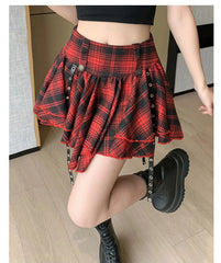 Gothic Retro Plaid High Waist Streetwear Casual Design A Line Mini Skirts Mssza