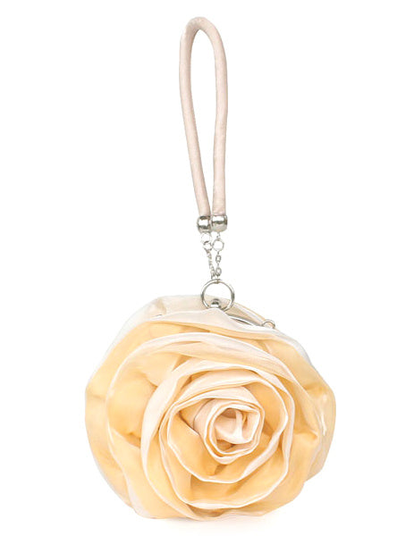 Grace Swirled Rosette Silk Evening Bag for Women Mssza