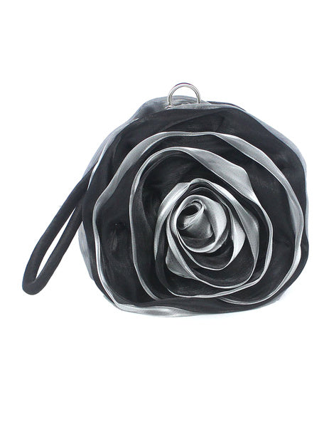 Grace Swirled Rosette Silk Evening Bag for Women Mssza