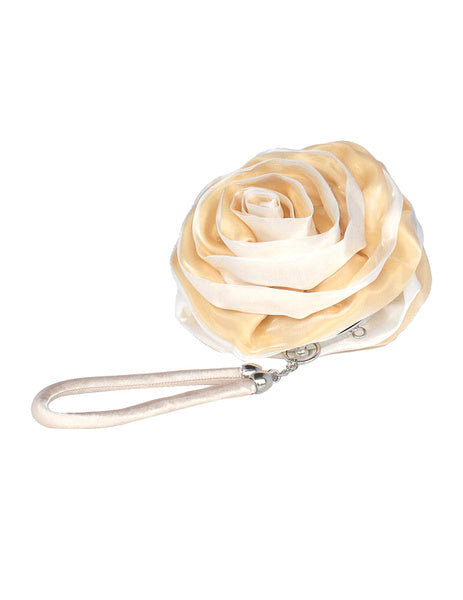 Grace Swirled Rosette Silk Evening Bag for Women Mssza