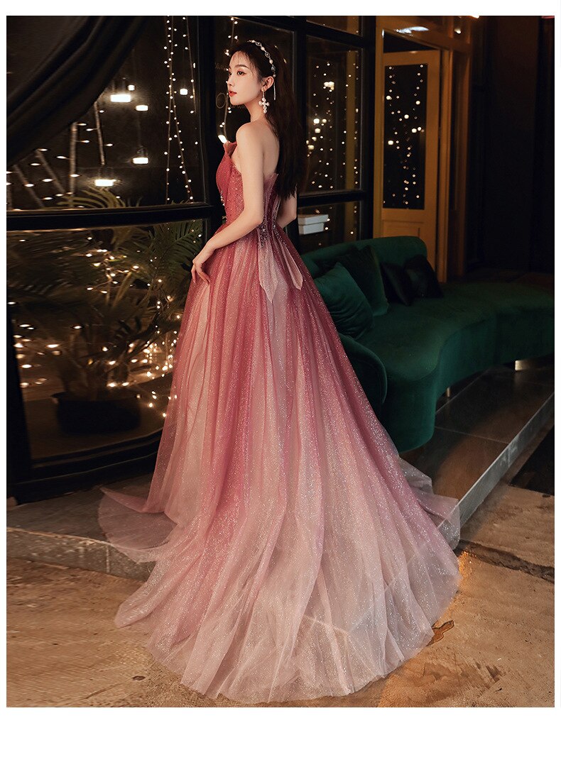 Gradient  Long Dress Sweetheart Prom Dresses Mssaz Desses