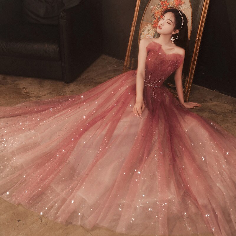 Gradient  Long Dress Sweetheart Prom Dresses Mssaz Desses