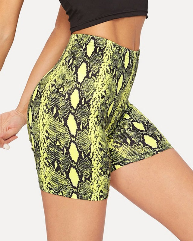 Gym Fitness Workout Clothes Push Up Snakeskin Leggings Shorts Mssza
