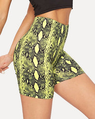 Gym Fitness Workout Clothes Push Up Snakeskin Leggings Shorts Mssza