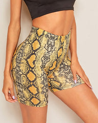 Gym Fitness Workout Clothes Push Up Snakeskin Leggings Shorts Mssza