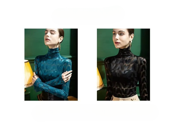 See Through Brushed Lace Shirt Long Sleeved T-shirt Mssza