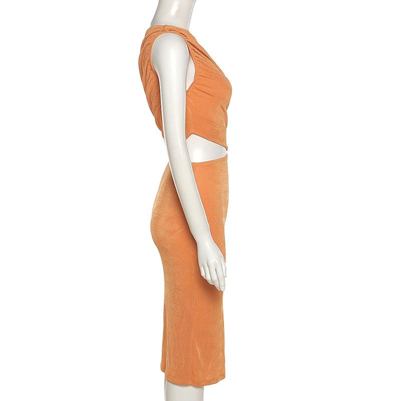 Solid Hollow Out One Shoulder Bodyocn Dress Mssaz Desses