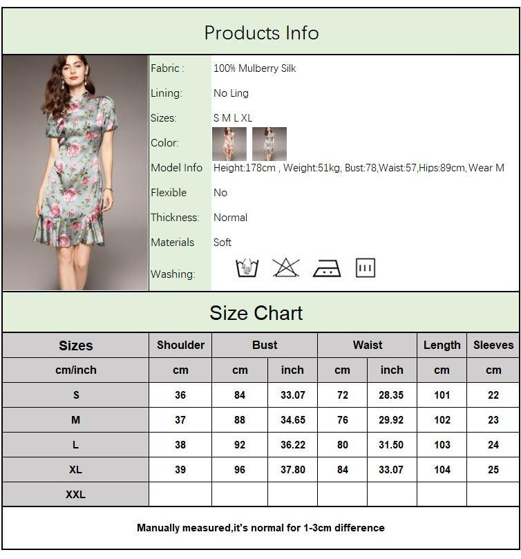 Vintage Stand Collar Short Sleeves Floral Printed Ruffles Elegant Dress Vestidos Mssaz Desses