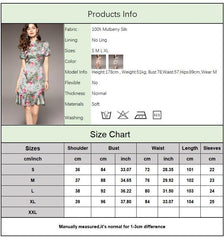 Vintage Stand Collar Short Sleeves Floral Printed Ruffles Elegant Dress Vestidos Mssaz Desses