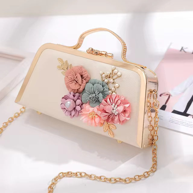 Pearl Flower Chain Party Packs High-end Leather Handbag Mssza