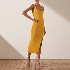 Sleeveless Backless High Split Long Party Dress Mssaz Desses