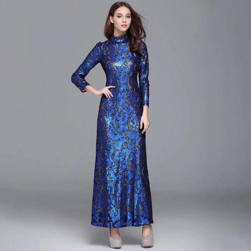 Long Sleeves Sequined Elegant Party Prom Maxi Gown Mssaz Desses