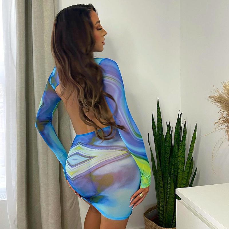 Open Back Long Sleeve Dress Mssaz Desses